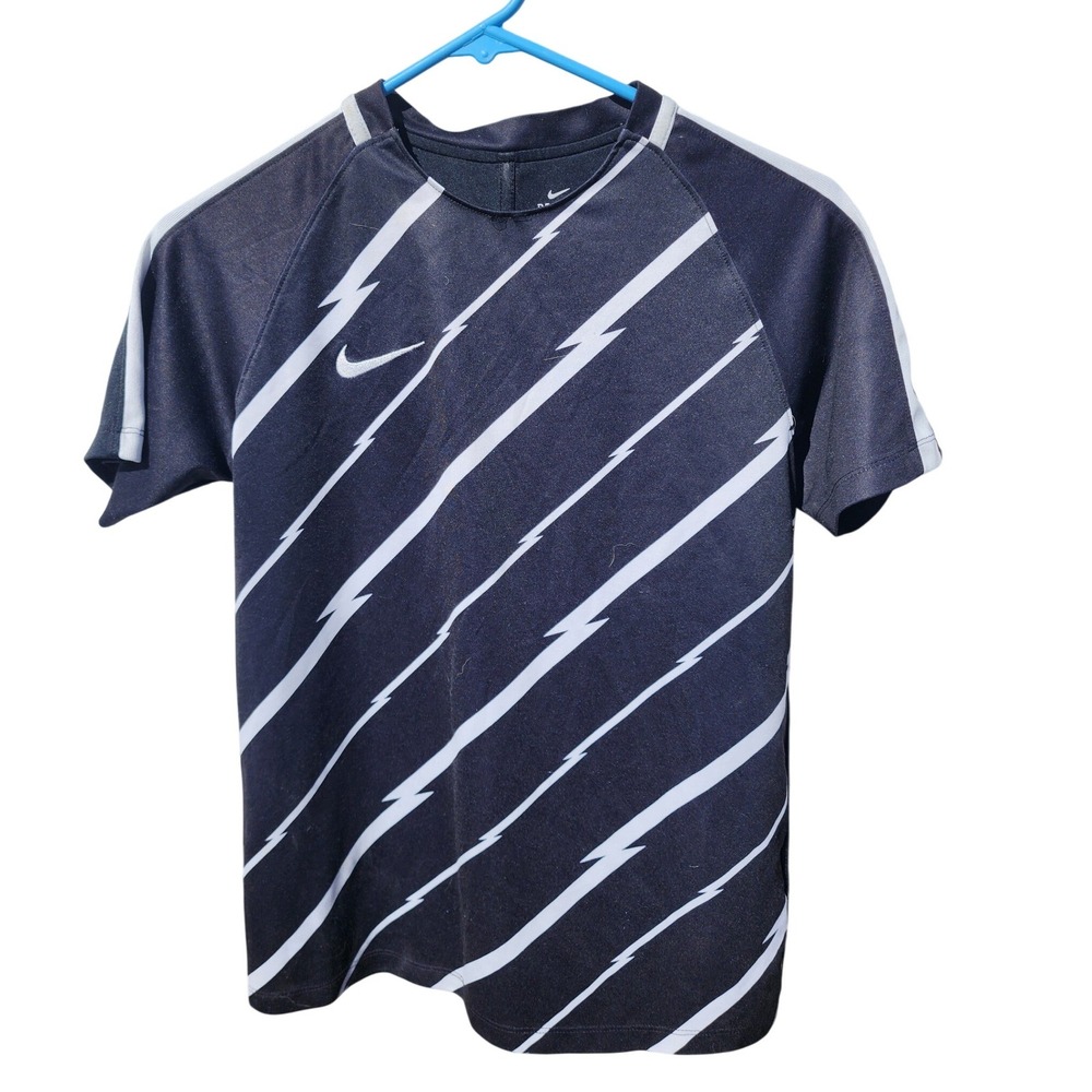 Nike Dri-FIT Soccer Jersey Black White Lightning Bolt Graphic AJ1010-010 Women L